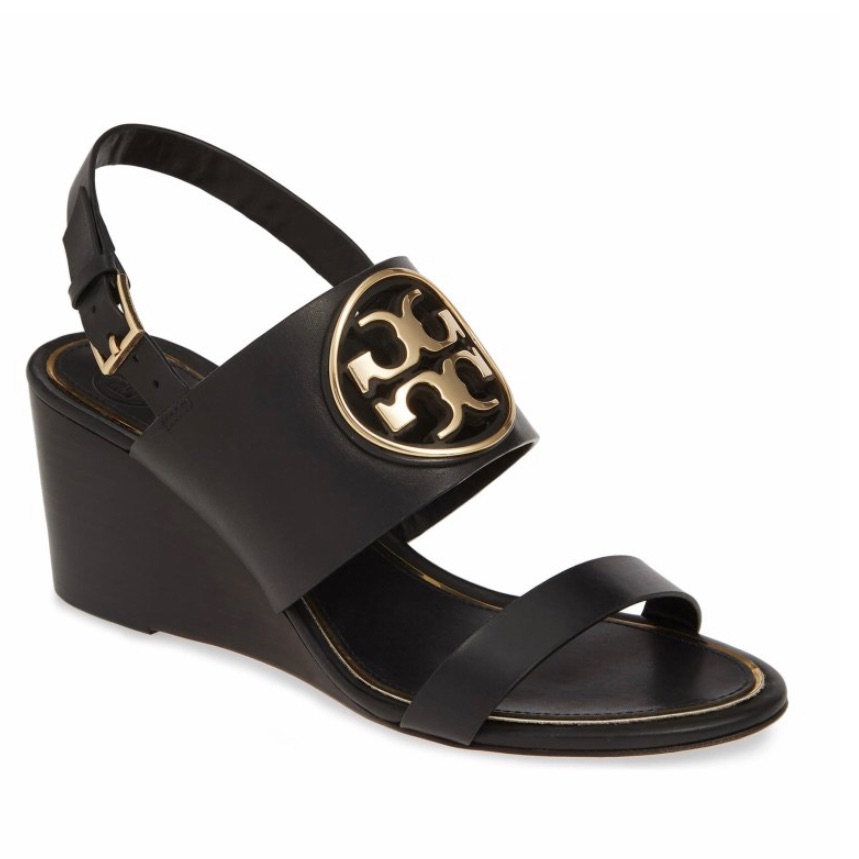 Authentic Tory Burch Miller Metallogo Wedge Sandal